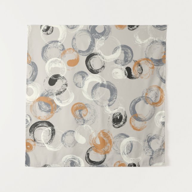 Tenture Cercles Gris: Motif Simple Sans Couture (Devant)
