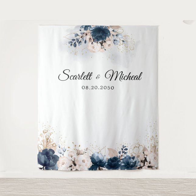 Tenture Cérémonie de Mariage bleu et dusté de la Marine et (Devant)
