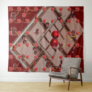 Tenture Cerises et chocolat avec rouge foncé