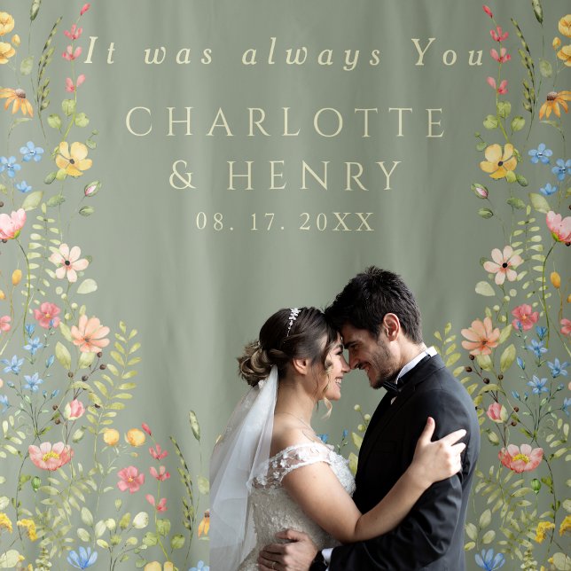 Tenture C'était toujours toi Floral Mariage fond (Créateur téléchargé)