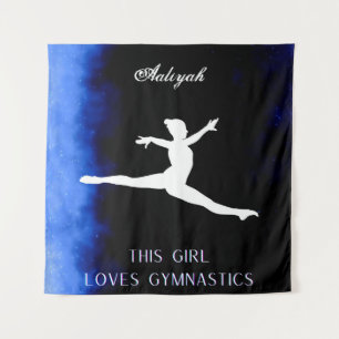 Tenture Cette Fille Aime La Gymnastique Noir, Bleu, Blanc