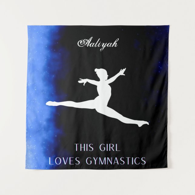 Tenture Cette Fille Aime La Gymnastique Noir, Bleu, Blanc (Devant)