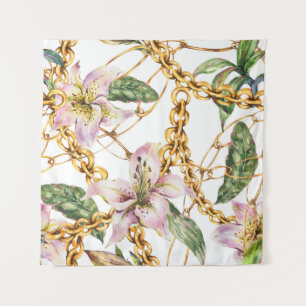 Tenture Chaînes d'or et Lys royaux : Elégance de l'aquarel