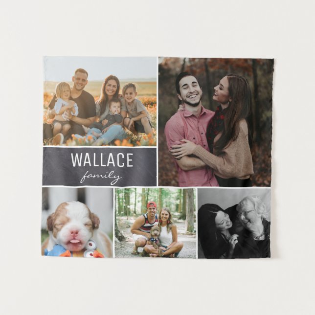 Tenture Chalkboard Family Reunion Photo Collage (Devant (Horizontal))
