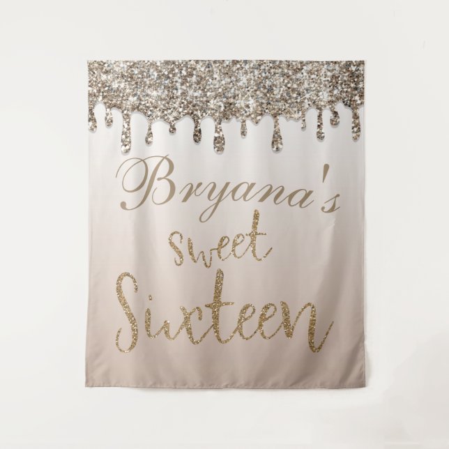 Tenture Champagne Gold Parties scintillant Drip Glam Sweet (Devant)