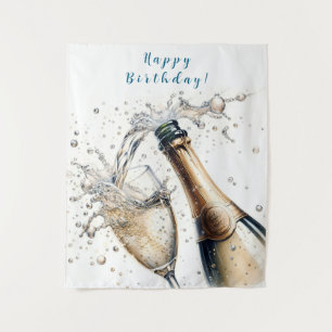 Tenture Champagne pétillant Joyeux Anniversaire