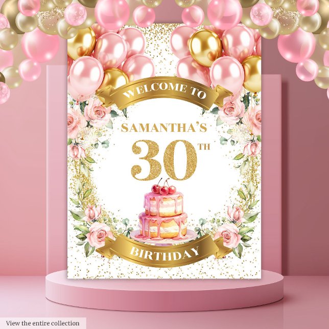 Tenture Charmante 30e anniversaire Blush Gold Party Tapest (Charming 30th Birthday Blush Gold Party Tapestry)