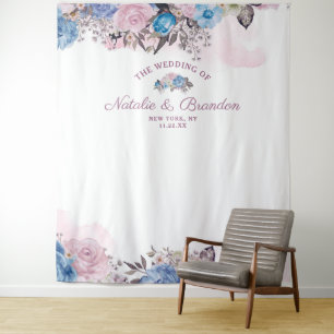 Tenture Charme parisien Floral Mariage Photo Booth fond