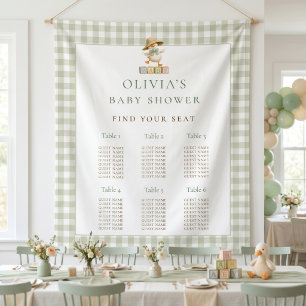 Tenture Chartre de sièges en vichy sauge pour Baby Shower 