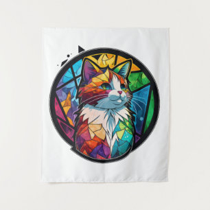 Tenture Chat Animal Portrait Vitrail Faune Animaux Animaux