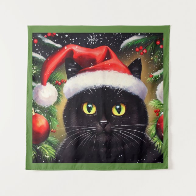 Tenture Chat de Noël 6 (Devant)