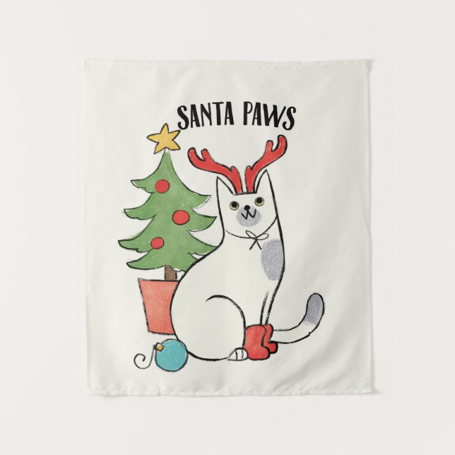 Tenture Chat de renne des pattes | de Père Noël (Devant)