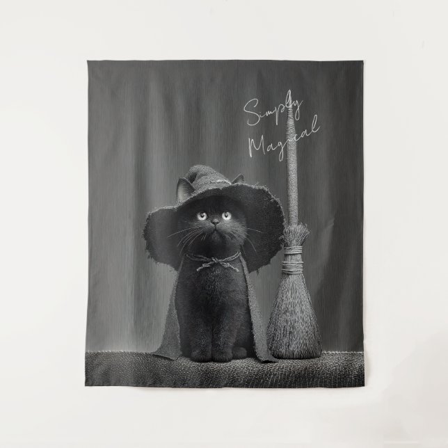 Tenture Chat de sorcière simplement magique (Devant)