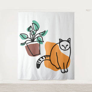Tenture Chat et le plante
