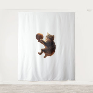 Tenture Chat Jouer Basketball Drôle Chats Maman Meow Kitty