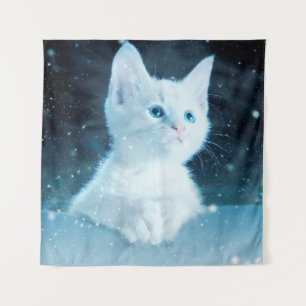 Tenture Chat kitty neige art animal nature