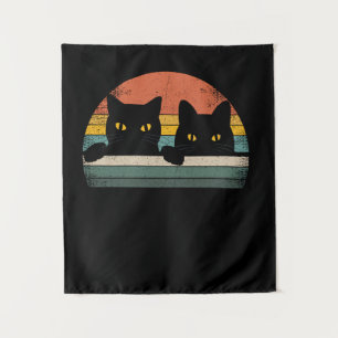 Tenture Chat noir style Vintage rétro - Chats Lover cadeau