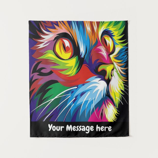 Tenture Chat pop art rétro ajouter la décoration murale (Devant)