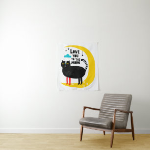Tenture Chat sur la lune