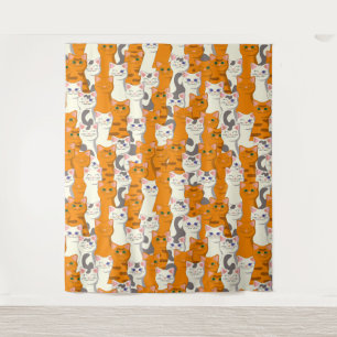 Tenture Chats blancs et gingembre motif yeux verts yeux bl
