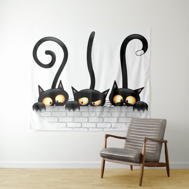 Tenture Chats Naughty, Playful et drôle de personnages (En situation (horizontale))