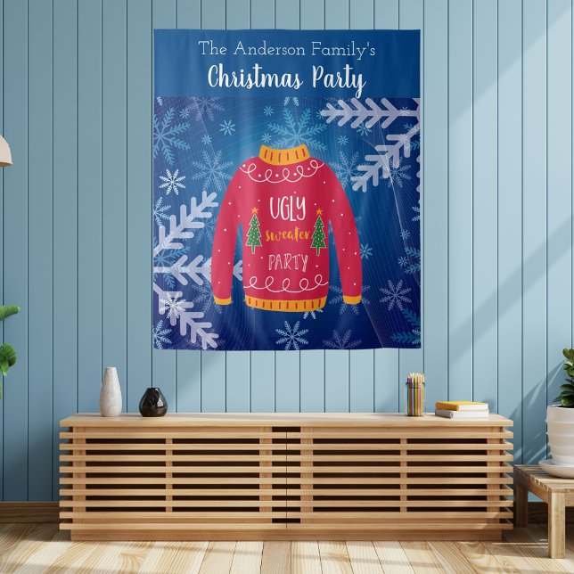 Tenture Chemise de Noël vilain pull rouge bleu flocons de  (Créateur téléchargé)
