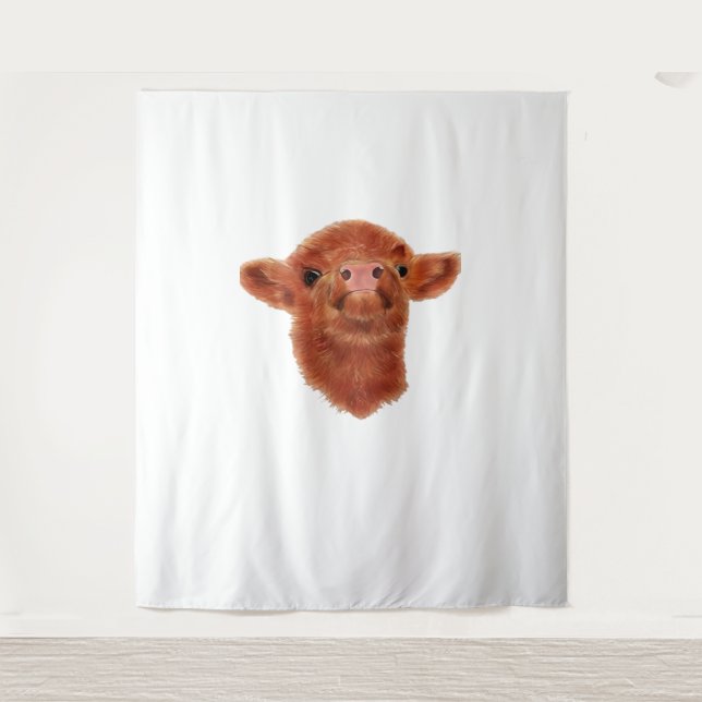 Tenture Chemise T surdimensionnée de la vache Highland (Devant)