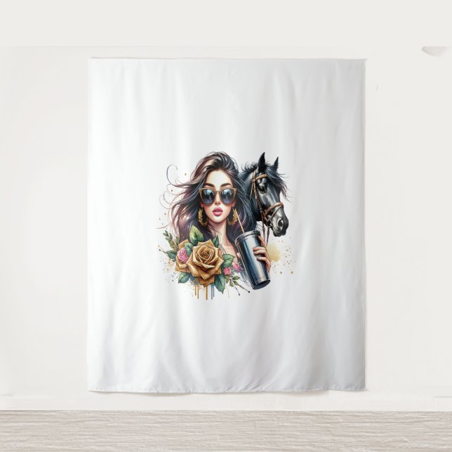 Tenture Cheval américain Patriotique USA (Devant)