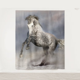 Tenture Cheval gris dappu andalou en mouvement