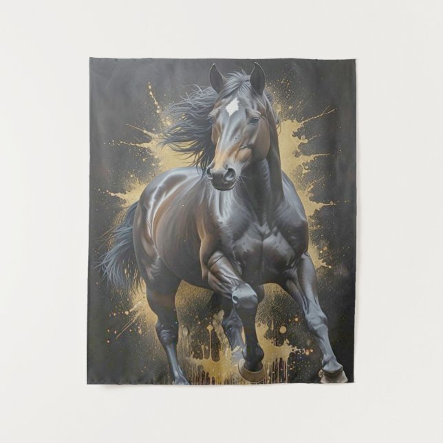 Tenture cheval noir tendance (Devant)