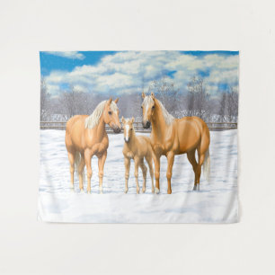 Tenture Chevaux Du Quartier Palomino En Neige