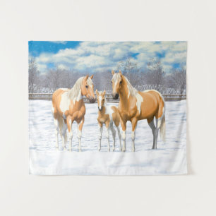 Tenture Chevaux Palomino Peinture En Neige