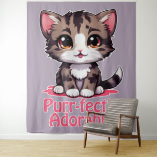 Tenture Chibi Kawaii Kitten Purr parfaitement adorable en 