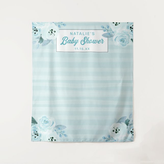 Tenture Chic Aqua & Blue Floral Photography Arrière - plan (Devant)