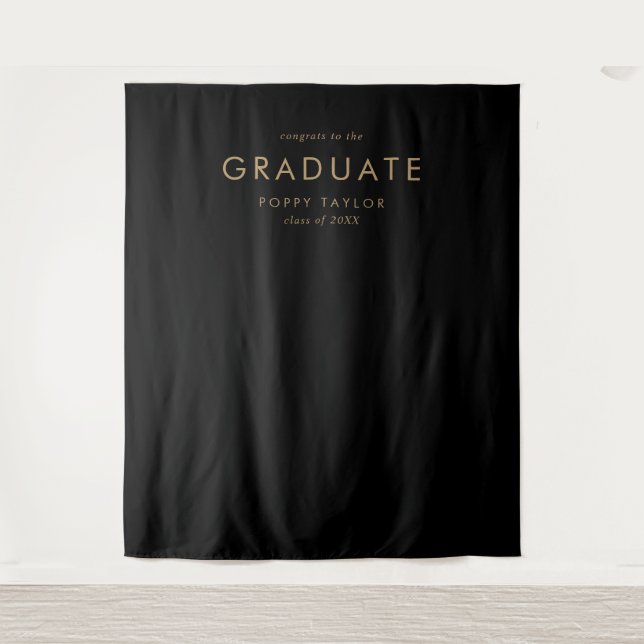 Tenture Chic Black Gold Graduate Graduation Photo Backdrop (Devant)