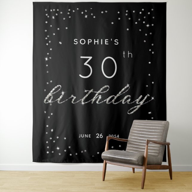 Tenture Chic Black Sparkle Parties scintillant Anniversair (En situation)