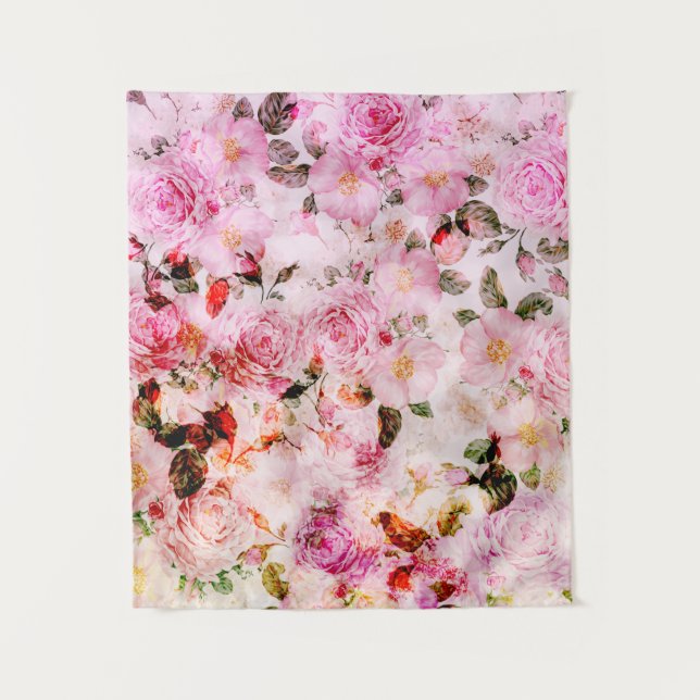 Tenture Chic Joli Push Pink Rose Floral (Devant)