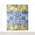 Chic Lemon Floral Carreaux de mosaïque méditerrané
