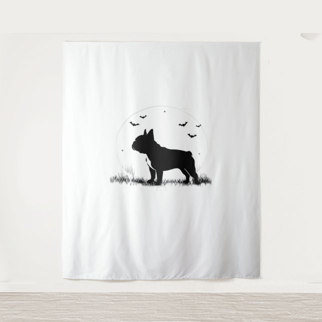 Tenture Chien à Chien à Chien - Halloween Lune Silhouette  (Devant)