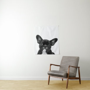 Tenture Chien adorable   Visage de Bouledogue Français Noi