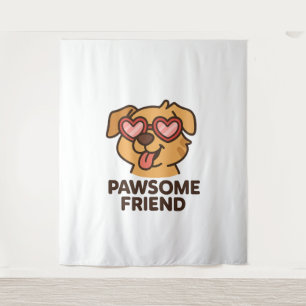 Tenture Chien Cool de Pawsome Friend avec lunettes de coeu