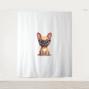 Tenture Chien de taureau français portant des lunettes