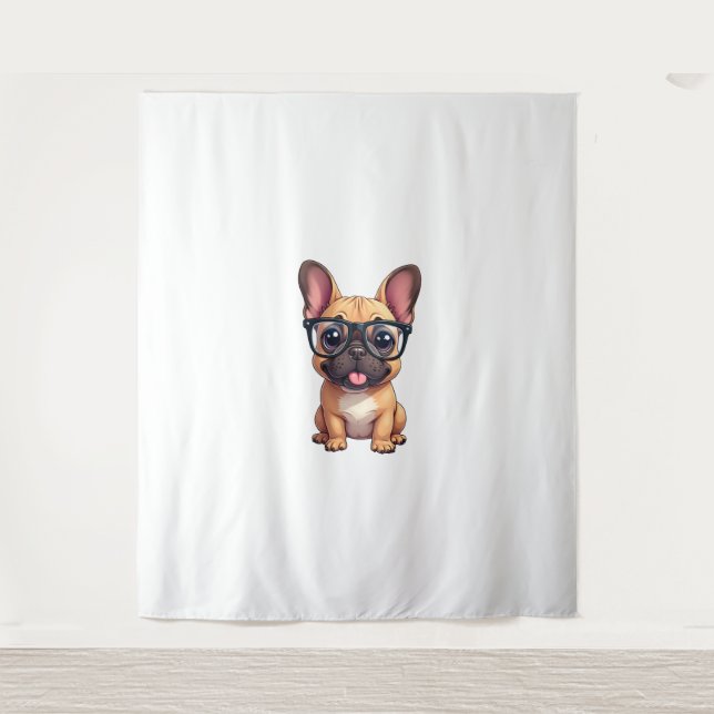 Tenture Chien de taureau français portant des lunettes (Devant)