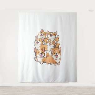 Tenture Chiens de Corgi heureux