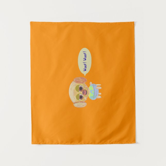 Tenture Chiens orange  (Devant)