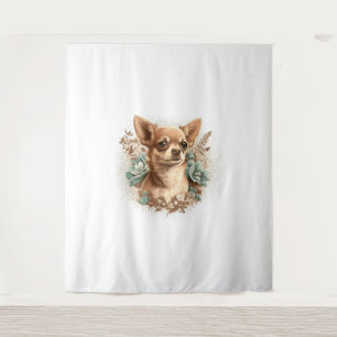 Tenture Chihuahua mignon chien de belles fleurs fille