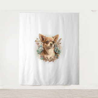 Tenture Chihuahua mignon chien de belles fleurs fille