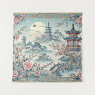 Tenture Chinois tolie bleu