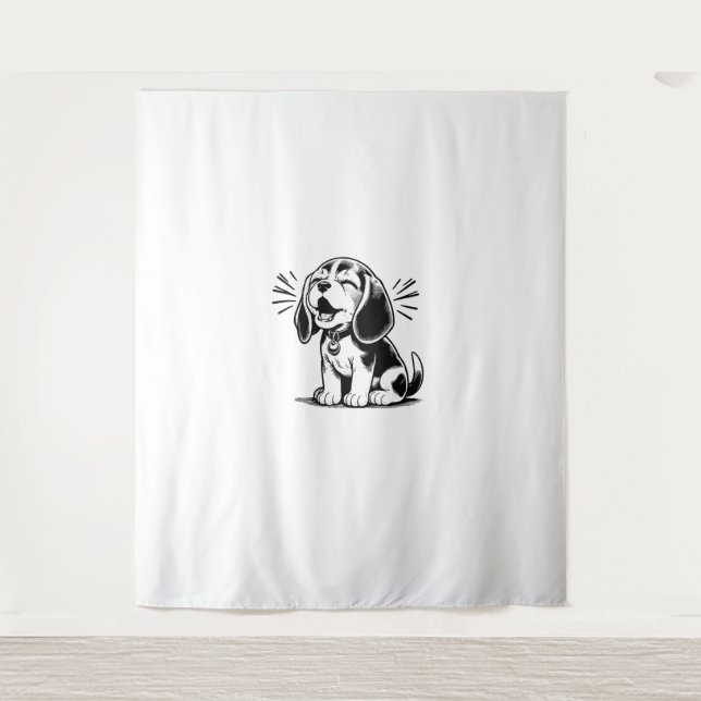 Tenture chiot beagle adorable, Amoureux des animaux de fam (Devant)