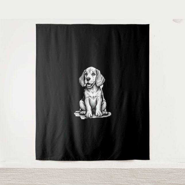 Tenture Chiot beagle adorable, Amoureux des animaux de fam (Devant)